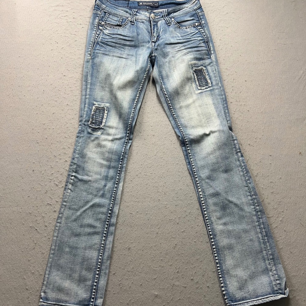 Pepe Jeans London Womens 28 Blue Studded Distressed Bootcut Denim Jeans 1425